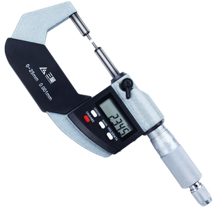 日本三量花键小头数显千分尺测头叶片扁尖压接高度尺精度0.001mm