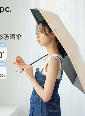 wpc防晒伞黑胶抗UV遮阳伞三折小巧可携式遮阳伞晴雨两用女