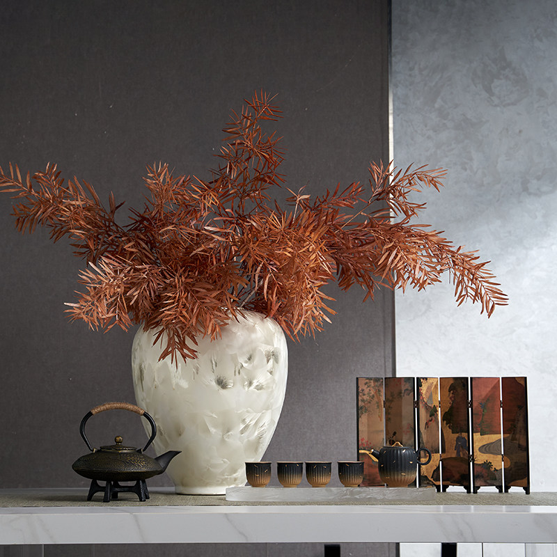 羽绒白色陶瓷花瓶仿真花插花大花器新中式办公室客厅茶具套装组合,家居饰品,花瓶,淘宝优惠券,粉丝福利购,淘宝优惠卷