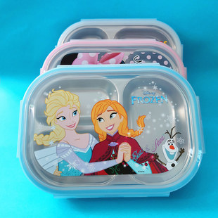 迪士尼餐盤兒童餐具分格盤304不銹鋼卡通防摔分隔小孩小學生飯盒