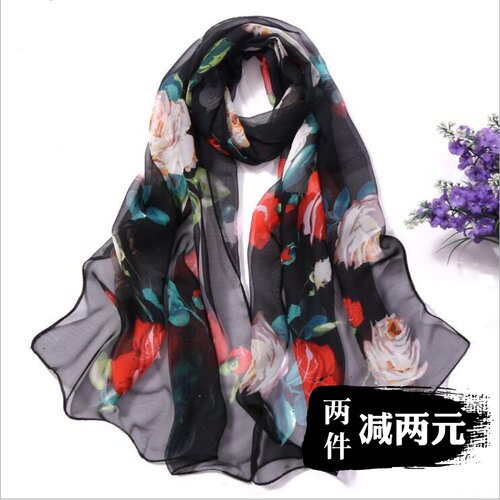 春夏秋乔其纱丝巾复古女雪纺防晒