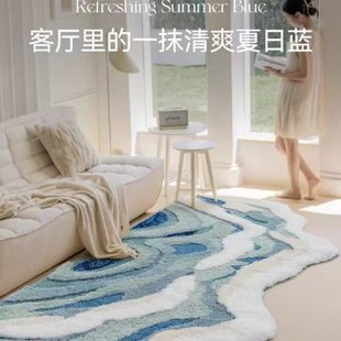 轻奢高级床边毯加厚地毯卧室浪沙发长条植子地垫绒海绒簇家用客厅