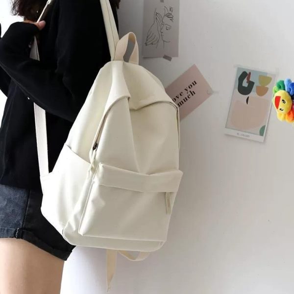 帆布书包男纯色高中生双肩包女韩版款简约百搭大小中学生双肩背包