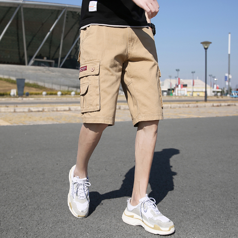 夏季多口袋工装短裤男5五分中裤新款韩版ins宽松休闲直筒帅气马裤