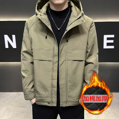 男士加棉加厚连帽冲锋衣