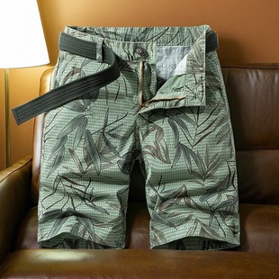 印花设计时尚 新款 百搭宽松户外街头直筒工装 短裤 夏季 五分中裤 男士