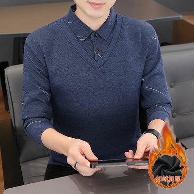 中老年毛衣衬衫领纯色打底衫