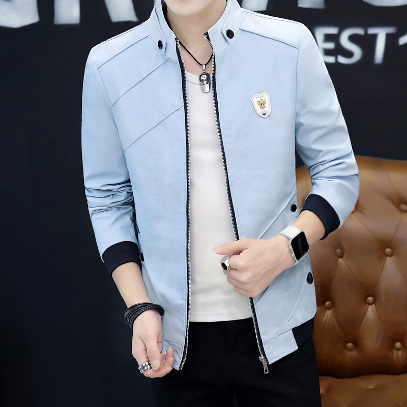 青少年学生外套春秋季新款韩版潮流帅气休闲百搭修身立领夹克男装
