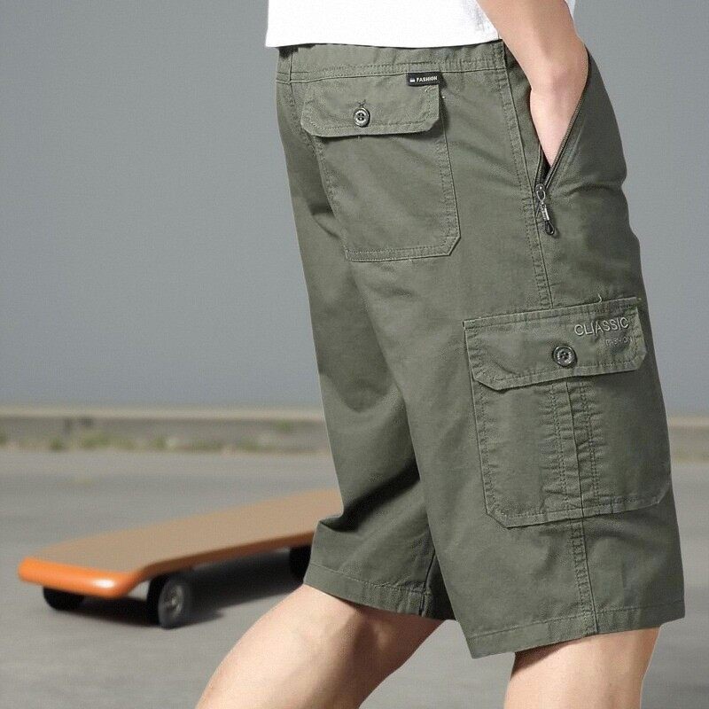 短裤男2024夏季外穿宽松直筒七分工装裤薄款休闲裤多口袋运动中裤,男装,休闲裤,淘宝优惠券,粉丝福利购,淘宝优惠卷