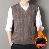 中年老年内搭秋冬季 无袖 保暖针织衫 套头毛衣背心男士 马甲外套男款