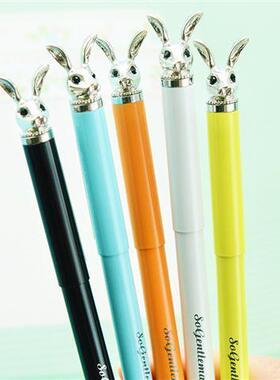 晨光w2101陶瓷球珠金属中性笔珍品可爱小兔全金属杆黑色0.5签字笔