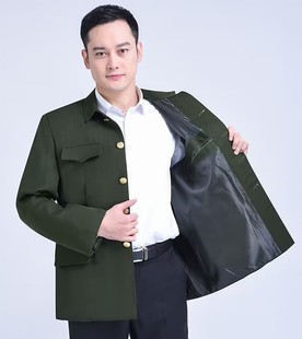春秋季中山装外套军便装上衣中老年翻领爸爸装中式服装老人中山服