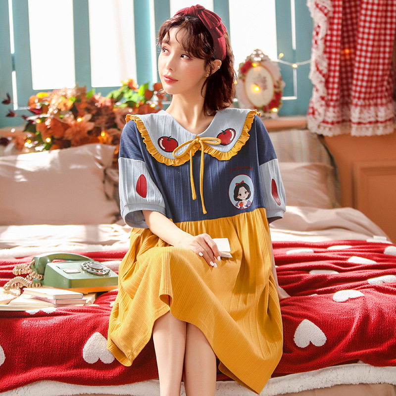 抖音直播爆款睡裙女公主风夏棉大码宫廷学生可爱可外穿ins睡衣