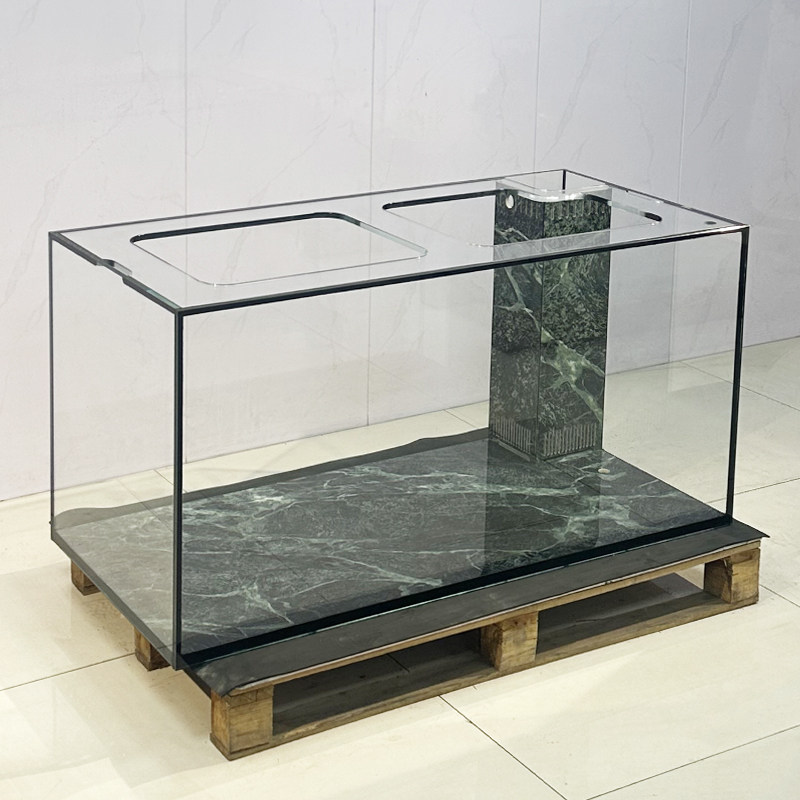 岩板直角溢流一体拉筋超白玻璃鱼缸底滤蝴蝶鲤南美大型定制定做
