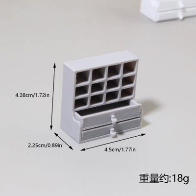迷你收纳盒手办模型场景道具娃屋配件白色抽屉式整理盒623