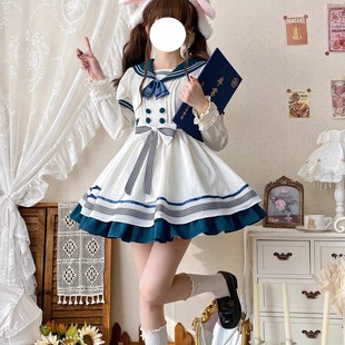 小海军洛丽塔Lolita甜美可爱女海军领夏日短袖 久命猫正品 连衣裙