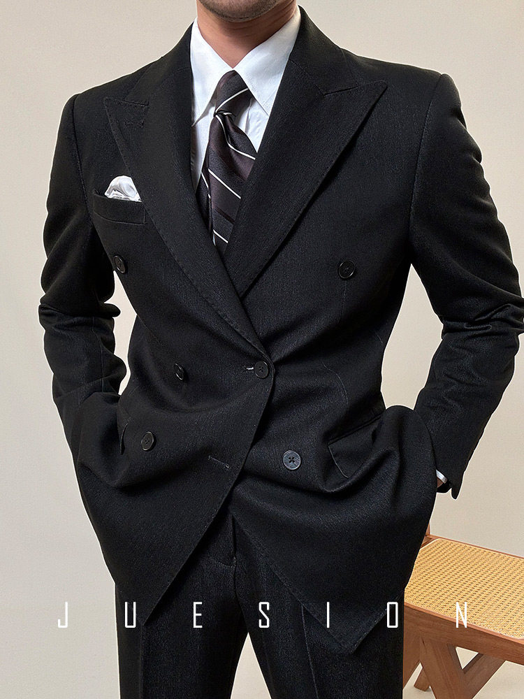 JUESION ITALIAN DOUBLE-BREASTED SUIT SUIT MENS CASUAL LUXURY LAPEL MENS BUSINESS FORMAL SUIT