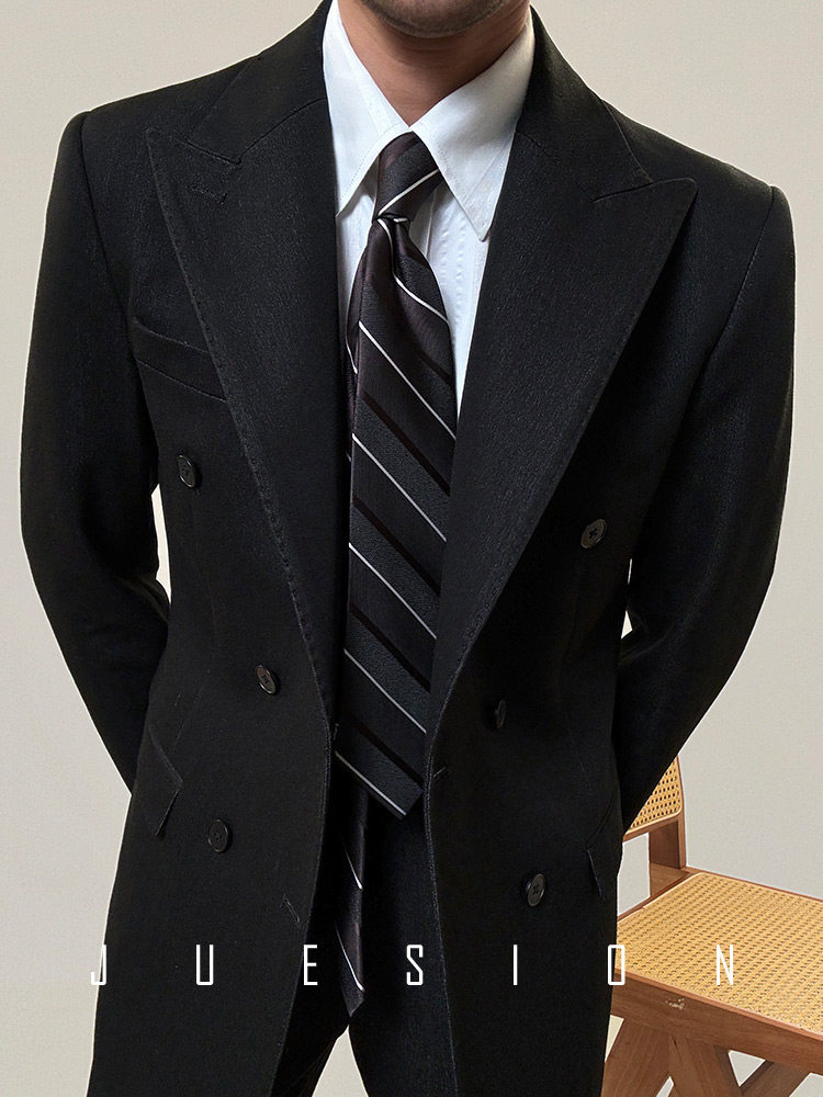 JUESION ITALIAN DOUBLE-BREASTED SUIT SUIT MENS CASUAL LUXURY LAPEL MENS BUSINESS FORMAL SUIT