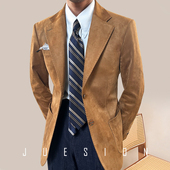 百搭商务正装 JUESION 西服 休闲西装 外套男麂皮绒复古修身 秋季 意式