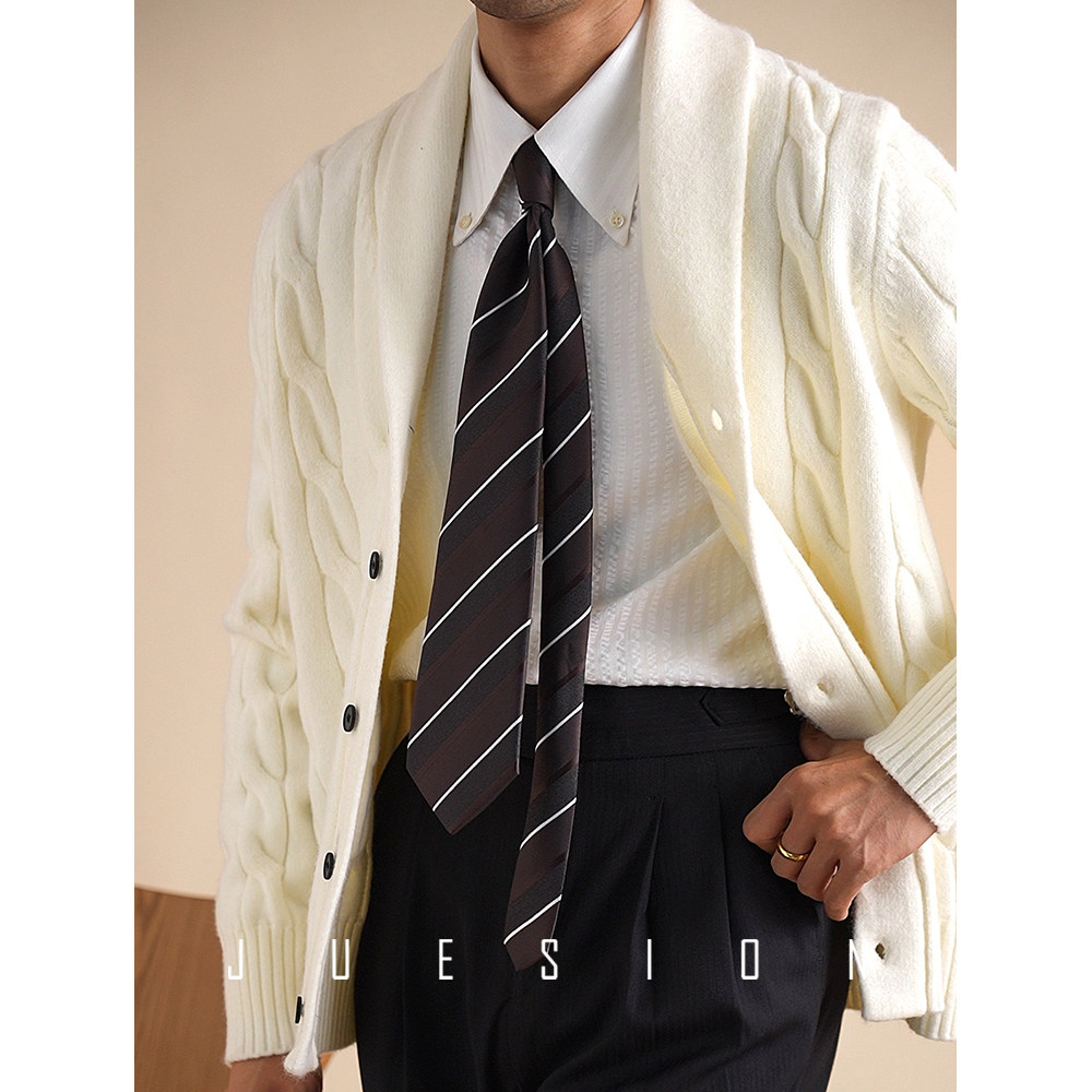 秋冬季青果领7针毛衣外套