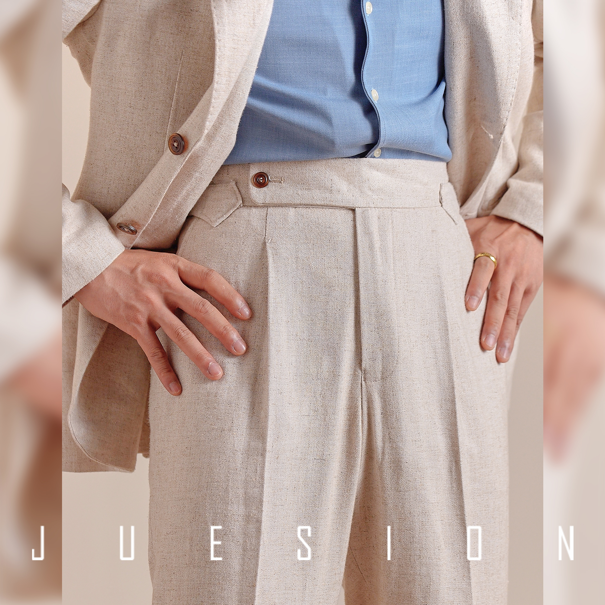 亚麻混纺那不勒斯垂感透气西裤