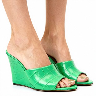 shoes走秀性感大码 wedge 45夜店CD伪娘TS 鱼嘴蛇纹坡跟高跟鞋 凉鞋