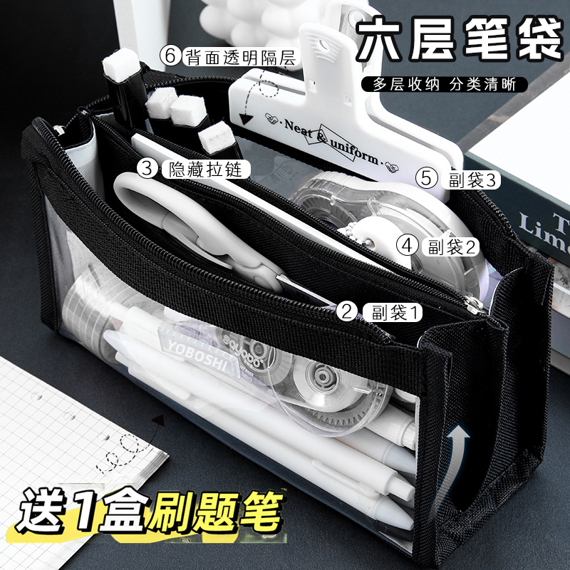 大容量透明笔袋女孩文具盒铅笔盒2023年流行版新款小学生男孩女生款多功能儿童可爱高颜值多层文具袋铅笔袋使用感如何?