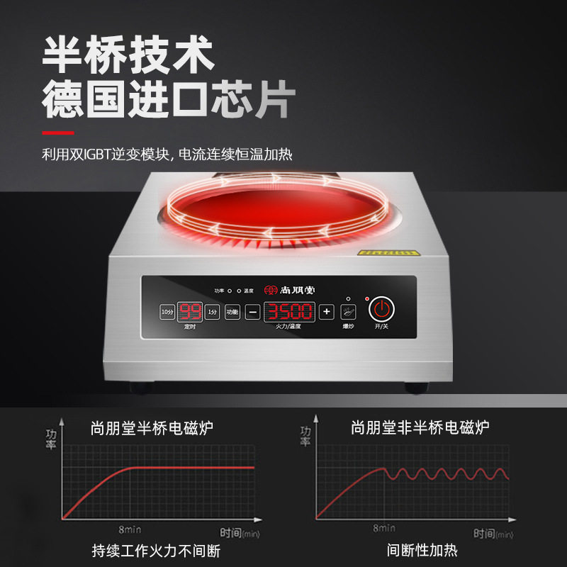 尚朋堂商用家用3500W大功率台式智能爆炒平面凹型底电磁灶 电磁炉