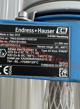 EH温度传感器TR63-EDABD1X22C20 KEMA 09ATEX0091X L200mm议价