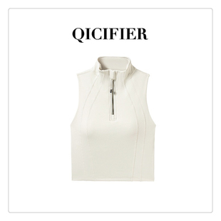 2026款含胸垫瑜伽背心瑜伽服半拉链包边领口设计运动健身上衣