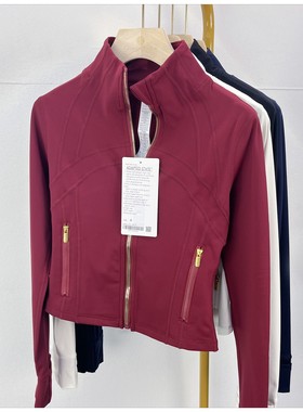 Define金色拉链高版本瑜伽服健身外套运动夹克外套磨毛立领上衣