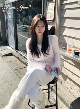 DearJune 韩版高级感贵气粉色水貂绒外套温柔超好看甜美软糯小众