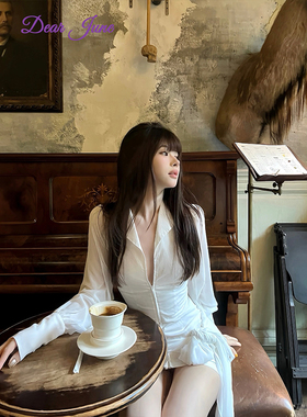 DearJune 法式约会聚会穿搭绑带露背包臀裙设计感纯欲性感小众ins