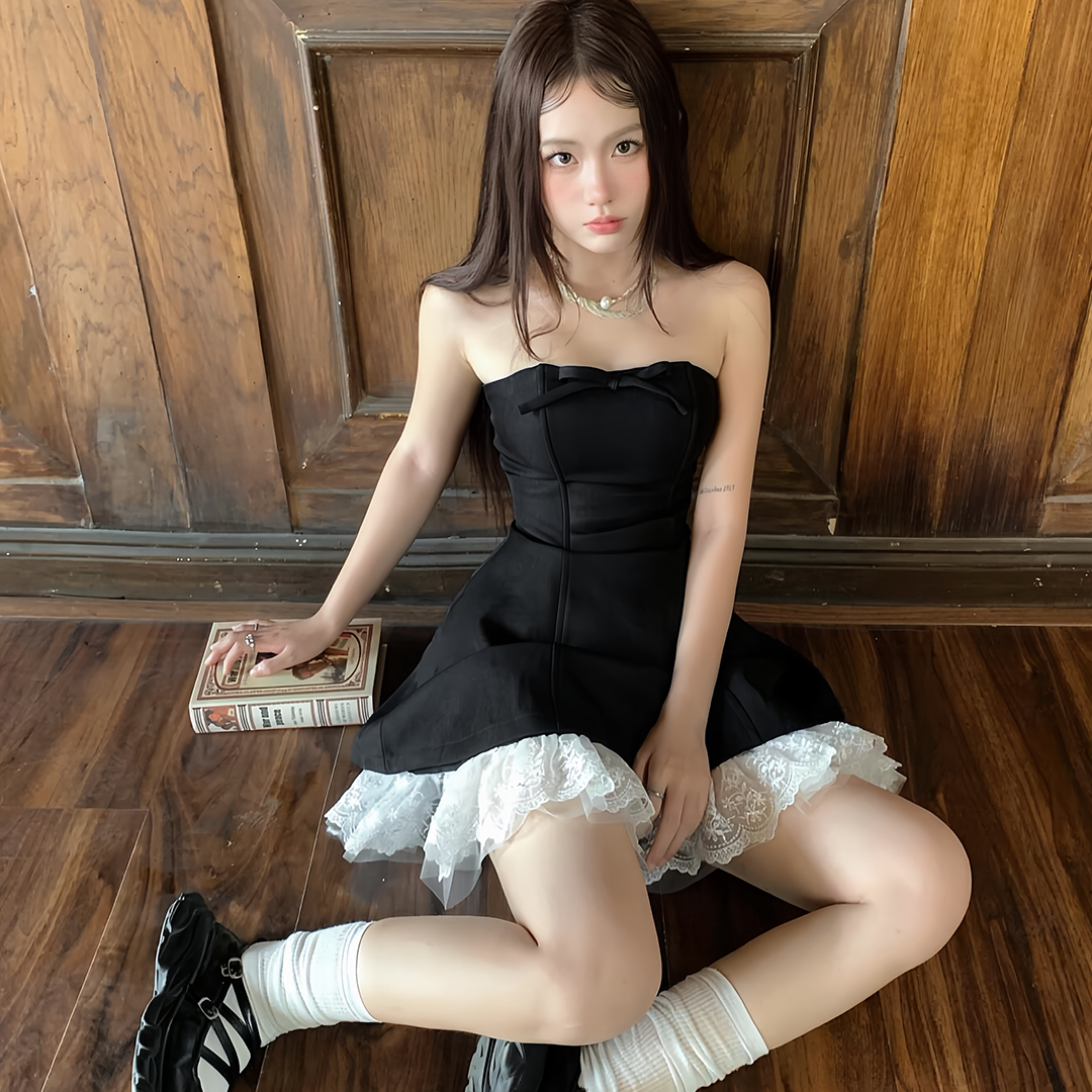 Mina2025夏季新款韩版时尚气质百搭显瘦设计感蕾丝女甜妹连衣裙