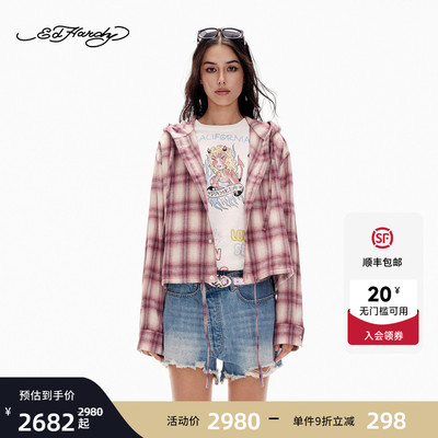 Ed Hardy埃德哈迪2026夏季新款女士戴帽宽松烫钻短款衬衫E1SBW210