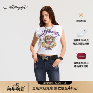 烫钻圆领短袖 女士无袖 新款 T恤E1SAW217 Hardy埃德哈迪2026春季