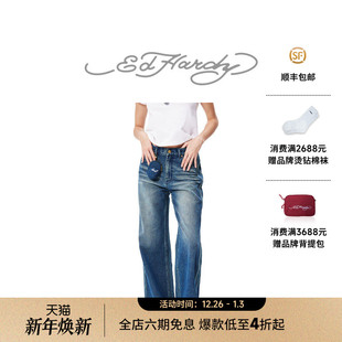 logo宽松直筒女士牛仔长裤 经典 新款 Hardy埃德哈迪冬季