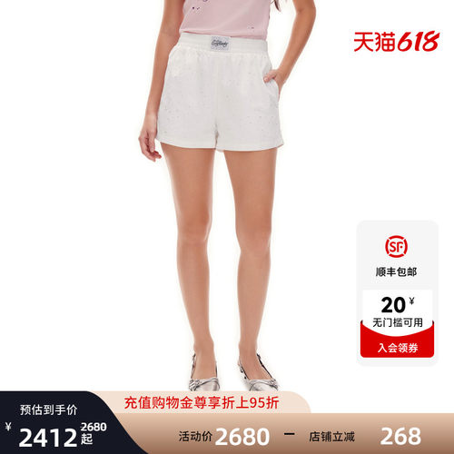 Ed Hardy埃德哈迪2026夏季新款女士烫钻合身短裤E1SBW302