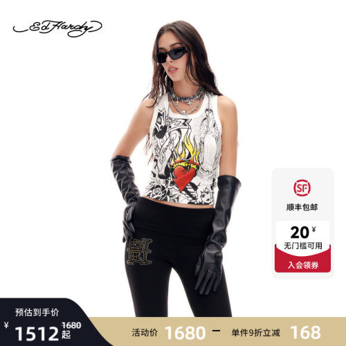 Ed Hardy埃德哈迪2026夏季新款女士水浆印美式烫钻背心E1SBW232