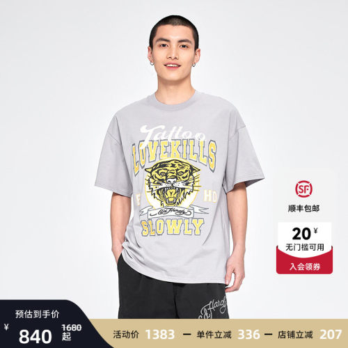 EdHardy宽松落肩男士短袖T恤