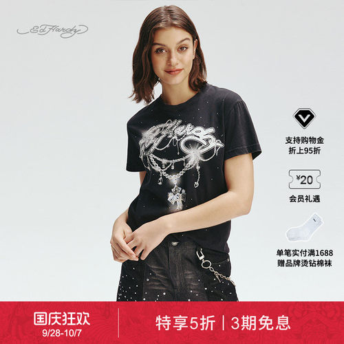 EdHardy女士黑色短袖T恤