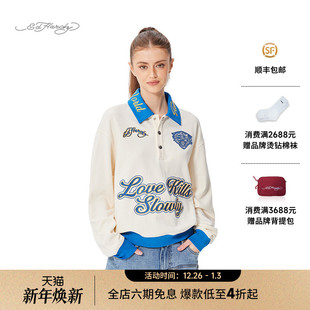 平绣镂空立体绣花标女士套头衫 新款 卫衣 Hardy埃德哈迪2025春季