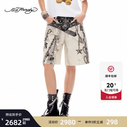 Ed Hardy埃德哈迪2026夏季新款女士耐磨透气宽松牛仔短裤E1SBW234