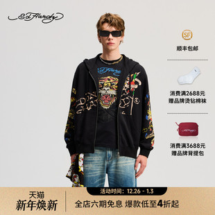 宽松微落肩烫钻拉链衫 男士 新款 E1RDM047 Hardy埃德哈迪2025冬季