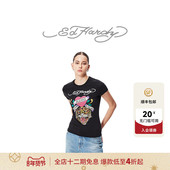 女士短袖 T恤 拔印烫钻美式 弹力修身 Hardy埃德哈迪冬季 新款