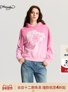 Ed Hardy埃德哈迪2025冬季新款女士成衣水洗宽松套头衫E1RDW413