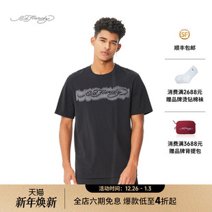 短袖 烫钻绣花男士 黑色白色新款 T恤 Hardy埃德哈迪2025春季