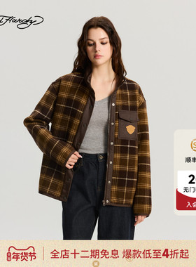 Ed Hardy埃德哈迪2025冬季新款女士羊羔毛保暖宽松夹克衫E1RDW423