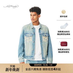 男士 新款 数码 印美式 外套 手绘牛仔夹克衫 Hardy埃德哈迪2025春季