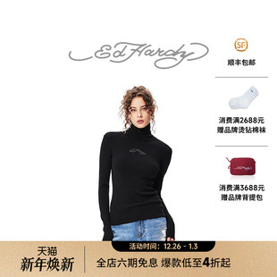 经典 新款 烫钻高领修身 长袖 女士针织衫 Hardy埃德哈迪冬季